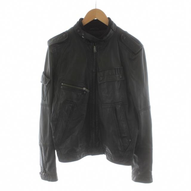 【中古】ディーゼル DIESEL レザージャケット 革ジャン 羊革 S 黒 ブラック /AN42 ■ECD001 メンズ