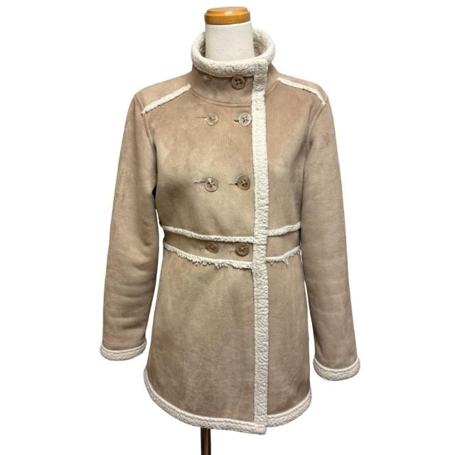 【中古】エルエルビーン L.L.BEAN 裏ボア ムートンコート フェイクスエード L 14-16 肌 ベージュ 0 HLW3 /MZ