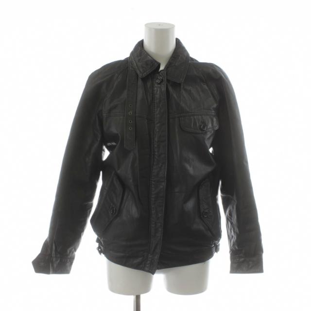【中古】WINGs by wings なめし革上衣 革ジャン 黒 黒いこと /AN26 ■ECD001 レディース