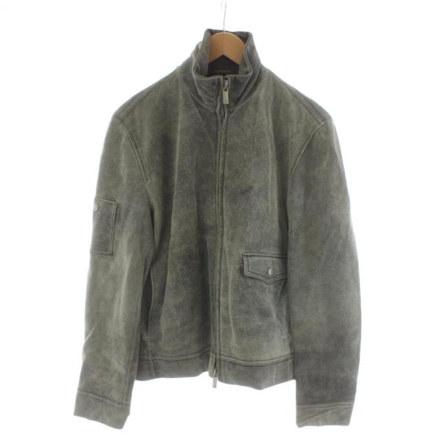 【中古】アルマーニエクスチェンジ A/X ARMANI EXCHANGE レザージャケット スエード ジップアップ S グレー /AN22