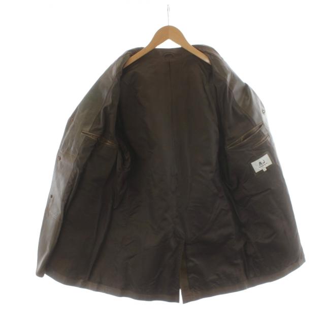 【中古】アレキサンダージュリアン テーラードジャケット シングル レザー 3L 茶 ブラウン 3571-9330 /AN21_3