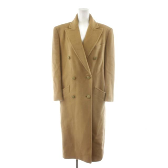 【中古】セリーヌ CELINE チェスターコート ロング丈 ダブル カシミヤ ウール アウター 36 ベージュ /AN67 ■ECD001