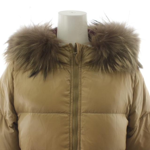 【中古】デュベティカ DUVETICA ダウンジャケット フード ファー ナイロン アウター 38 ベージュ D037001057 R-MFW_5