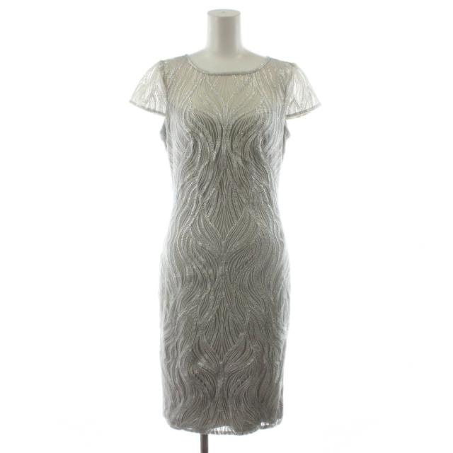 【中古】タダシショージ TADASHI SHOJI ワンピース ロング丈 半袖 スパンコール 4 シルバー色 BGW1812MJ /AN71