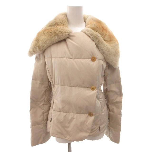 【中古】マックスマーラ MAX MARA 中綿ジャケット ラクーンファー ブルゾン 38 ベージュ /FF ■ECD001 レディース