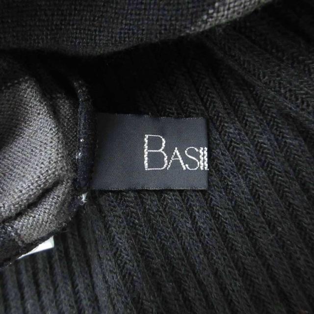【中古】未使用品 バジーレ BASILE 28 チュニック ニット ウール混 大きいサイズ 46 黒 グレー ボーダー柄_4