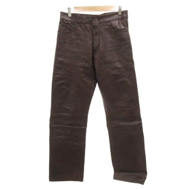 【中古】ギャップ GAP 90s ヴィンテージ オールドギャップ レザーパンツ 本革 ストレートシルエット W30 ブラウン