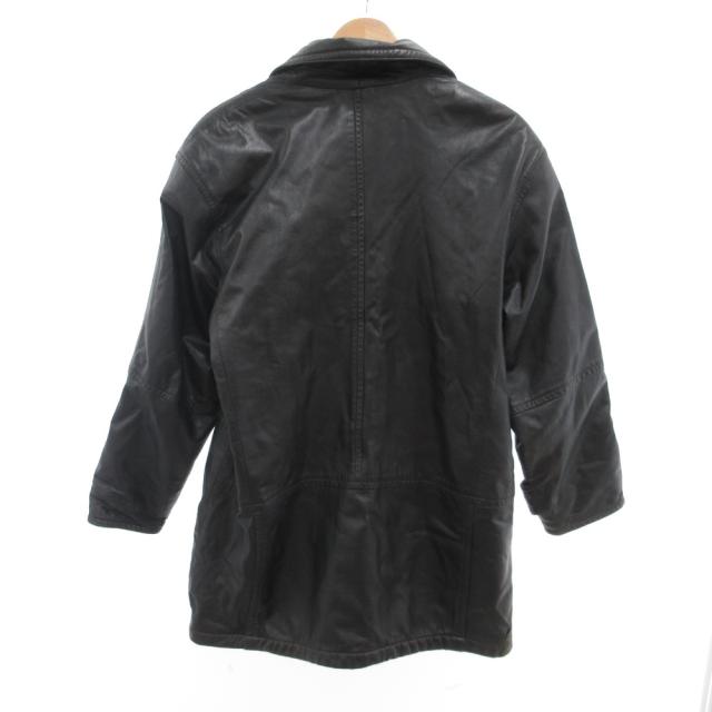 【中古】VIA NUOVA PELLE ラムレザーコート ジャケット 48 革ジャン ダブルボタン 黒 ブラック /JS ■ECA002 メンズ_1