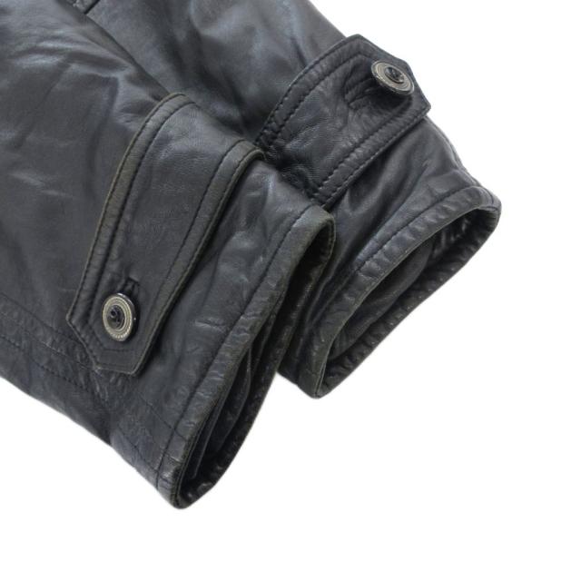 【中古】VIA NUOVA PELLE ラムレザーコート ジャケット 48 革ジャン ダブルボタン 黒 ブラック /JS ■ECA002 メンズ_3