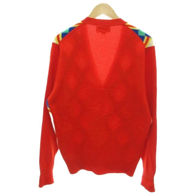【中古】バランタイン BALLANTYNE 美品 カーディガン カシミヤ M 赤 レッド アーガイル柄 Vネック/HW ■ECA002
