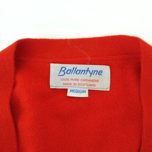 【中古】バランタイン BALLANTYNE 美品 カーディガン カシミヤ M 赤 レッド アーガイル柄 Vネック/HW ■ECA002