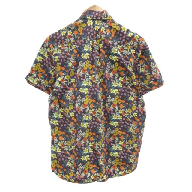 【中古】ケニントン KENNINGTON 80s ヴィンテージ ボタンダウンシャツ 半袖 花がら 総柄 M ネイビー マルチカラー_1