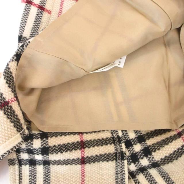 【中古】バーバリー LONDON 美品 フレアスカート ウール フリンジ ノバチェック 36 ベージュ 黒 ブラック 赤 レッド_3