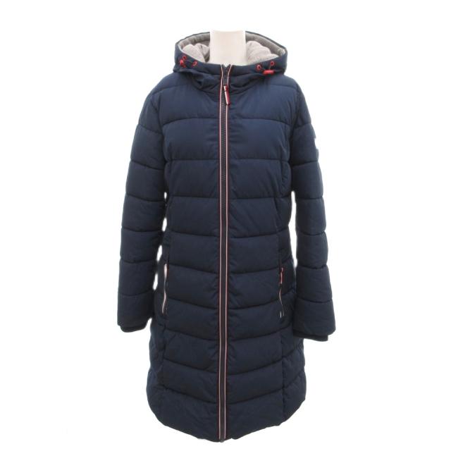 【中古】トミーヒルフィガー TOMMY HILFIGER 美品 フーデットコート ロゴタイプ 真っただ中丈 中綿 M 紺 米国海軍 /YJ