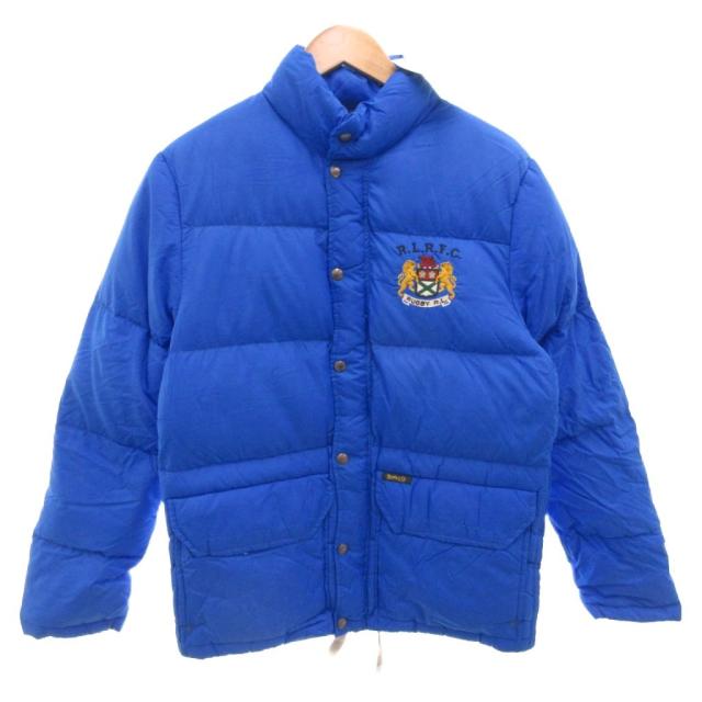 【中古】ラルフローレン ラグビー RALPH LAUREN RUGBY ダウンジャケット ブルゾン 刺繍 ナイロン XS 青