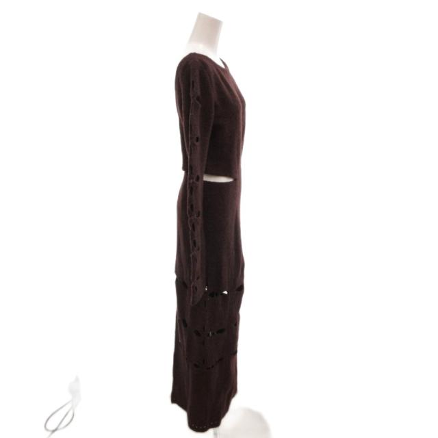 【中古】FETICO フェティコ ニットワンピース カットアウト アルパカ混 ロング マキシ 長袖 2 ボルドー_2