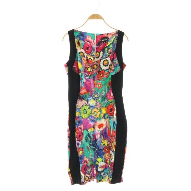 【中古】ジャストカヴァリ JUST cavalli ワンピース 46 マルチカラー 総柄 ミモレ丈 袖無し S02CT0374 N37392 /GG