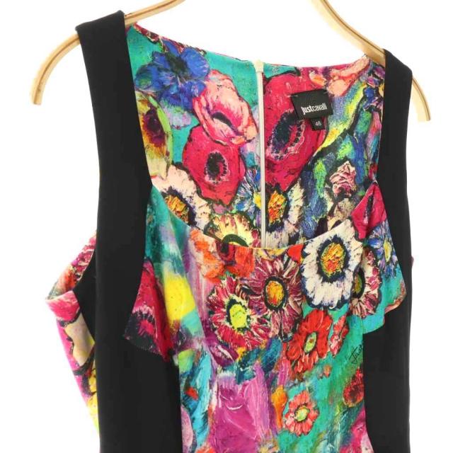 【中古】ジャストカヴァリ JUST cavalli ワンピース 46 マルチカラー 総柄 ミモレ丈 袖無し S02CT0374 N37392 /GG