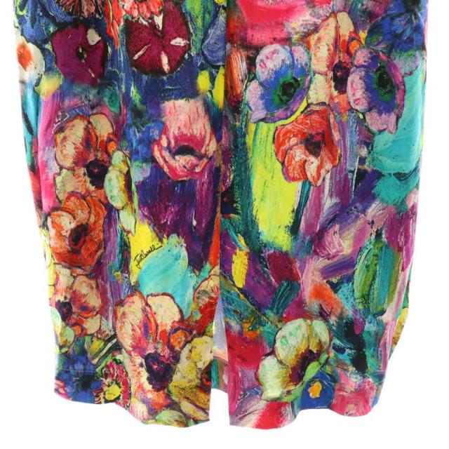 【中古】ジャストカヴァリ JUST cavalli ワンピース 46 マルチカラー 総柄 ミモレ丈 袖無し S02CT0374 N37392 /GG