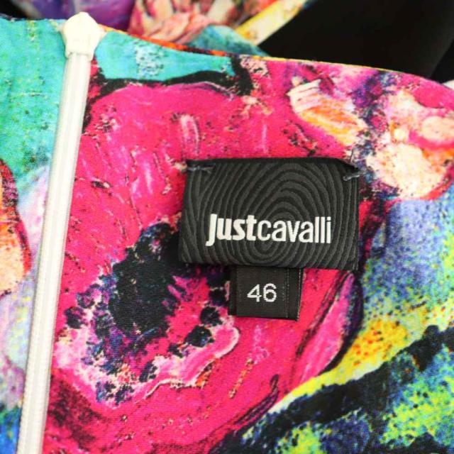 【中古】ジャストカヴァリ JUST cavalli ワンピース 46 マルチカラー 総柄 ミモレ丈 袖無し S02CT0374 N37392 /GG