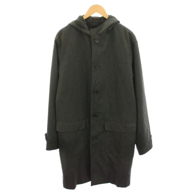 【中古】クリスチャンオジャール オム ロングコート ライナー付き L チャコールグレー 黒 MACAX-03390 ■ECD002