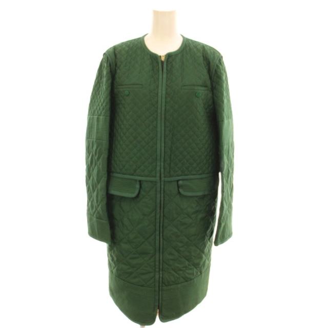 【中古】ミッソーニ MISSONI キルティングコート 44 緑 グリーン 中綿 ノーカラー ミドル丈 FD352500-M1A299M /GG