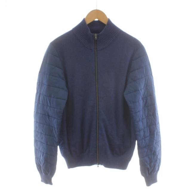 【中古】ヘルノ HERNO PRODUZ LAVJAP 中綿ジャケット ブルゾン ニット切替 カシミヤ シルク混 絹 50 紺 ネイビー