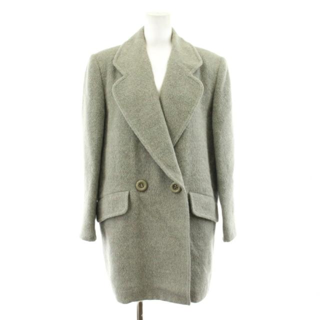 【中古】クリスチャンディオール Christian Dior チェスターコート ダブル ミドル丈 ウール M グレー KB3Y32400