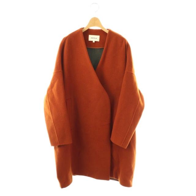 【中古】エンフォルド ENFOLD ノーカラーコート 36 テラコッタブラウン /ES ■ECD002 レディース