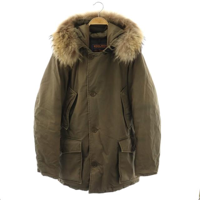 【中古】ウールリッチ WOOLRICH ダウンジャケット ジップアップ フード USAS カーキ /DO ■ECD002 メンズ