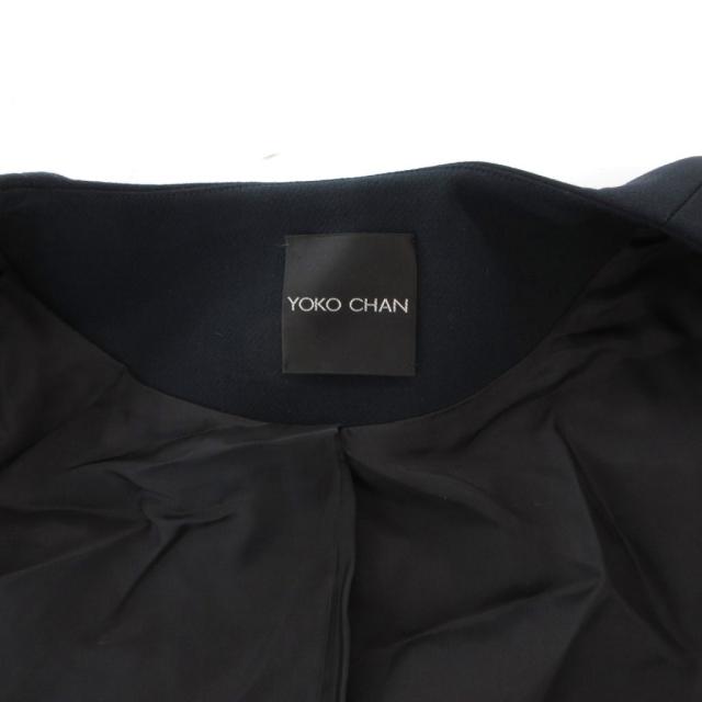 【中古】ヨーコチャン YOKO CHAN ノーカラーコート スリット バイカラー ウール ひざ丈 36 紺 ネイビー_5
