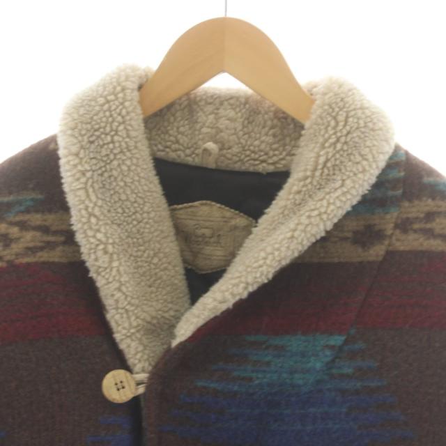 ウールリッチ ロングコート ショールカラー 襟ボア ネイティブ 総柄 ウール L 中古】ウールリッチ WOOLRICH コート ロング ショールカラー 襟ボア