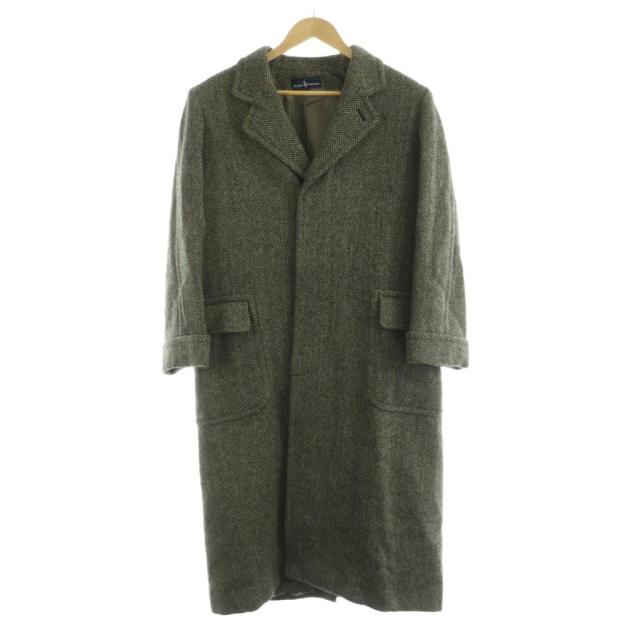 【中古】ラルフローレン RALPH LAUREN チェスターコート アウター ロング丈 ヘリンボーン柄 ウール 9 黒 ブラック