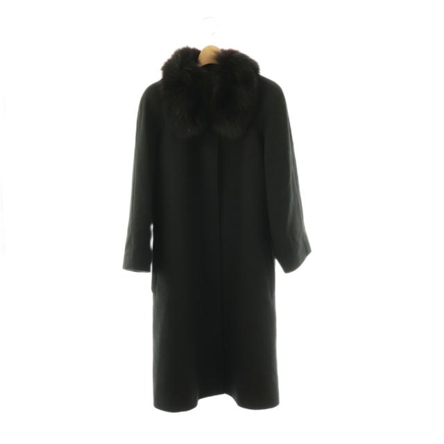 【中古】アイワイグレース IY GRACE 厚地の外套 ロング 稲荷毛革 9 黒いこと /HK ■ECC002 レディース