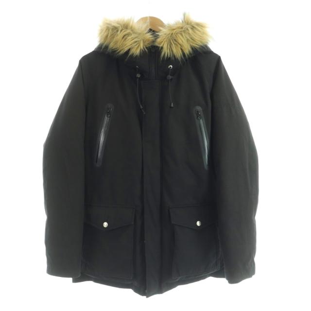 【中古】ショット SCHOTT DOWN ET PLUME ダウンジャケット アウター フェイクファー L 黒 ブラック /BB ■ECB002