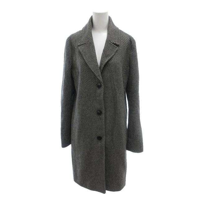 【中古】アルマーニ デニム チェスターコート レジメンタルストライプ柄 ロング丈 42 薄墨色 黒 黒いこと /YJ