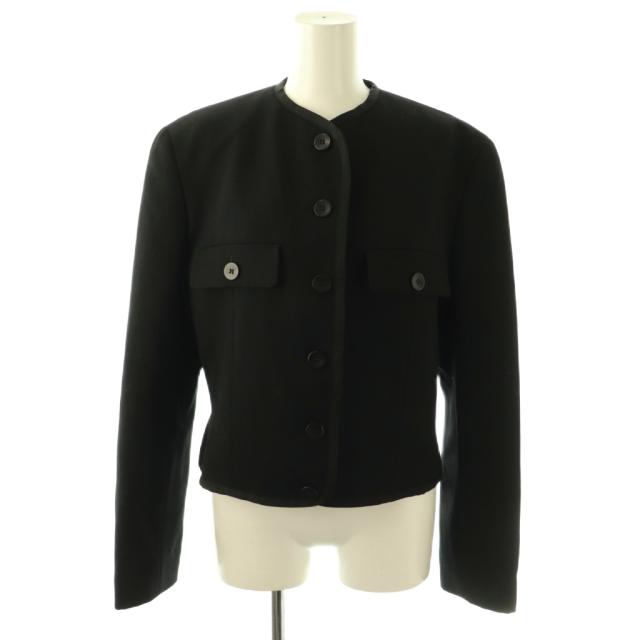 【中古】エンポリオアルマーニ EMPORIO ARMANI ノーカラージャケット アウター ウール 44 黒 ブラック /BB ■ECE003