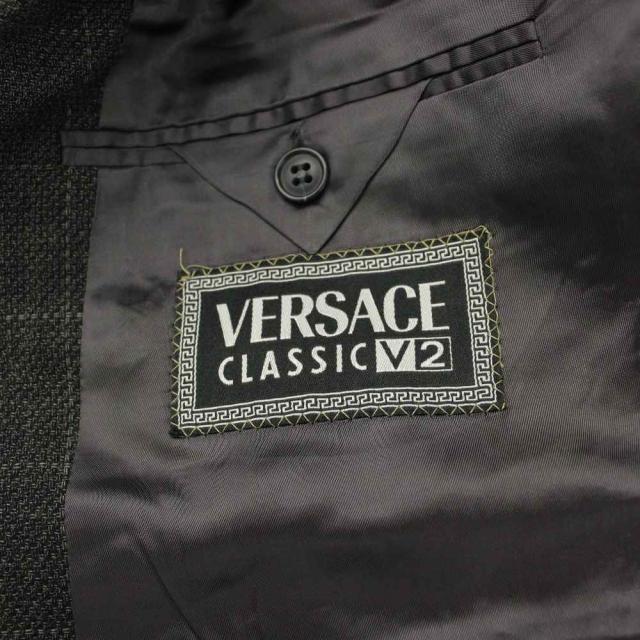 【中古】ヴェルサーチクラシック ヴェルサーチェ V2 ダブルスーツ セットアップ ジャケット パンツ チェック柄_3
