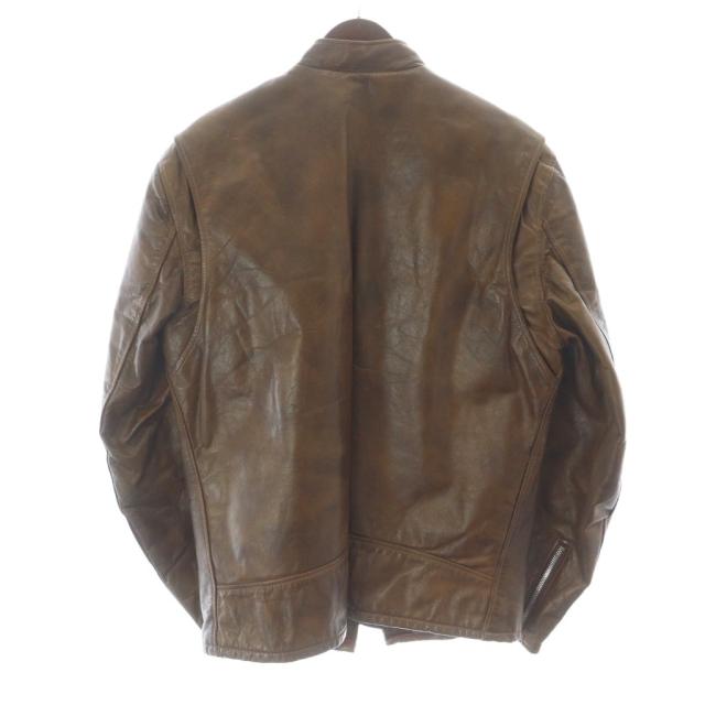 【中古】ショット 60s ヴィンテージ シングル ライダースジャケット 革ジャン レザージャケット 黒タグ 40 L 茶_1