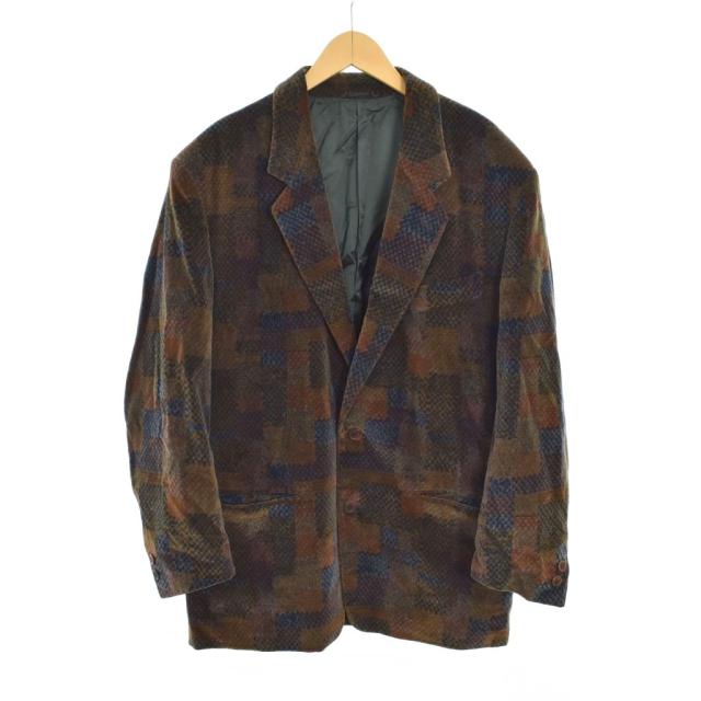 【中古】ミッソーニ MISSONI UOMO テーラードジャケット 総柄 50 茶 ブラウン ■ECE003 メンズ