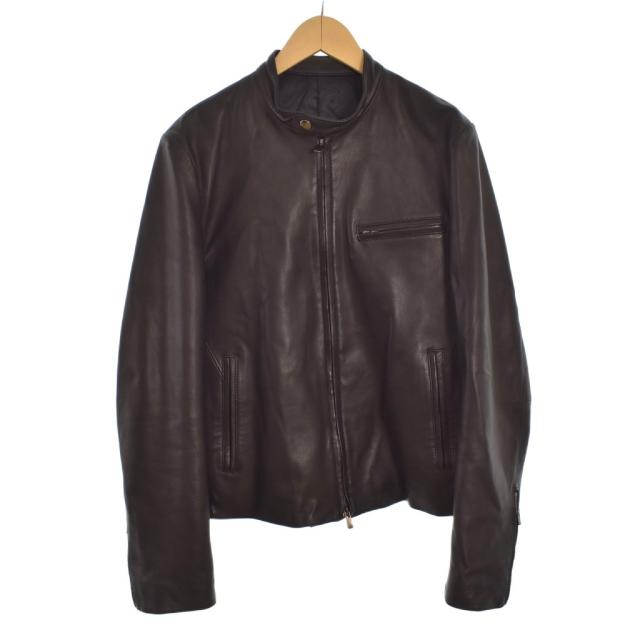 【中古】プラチナ コムサ platinum COMME CA シングル ライダース レザージャケット 羊革 M 黒 ブラック ■ECE003
