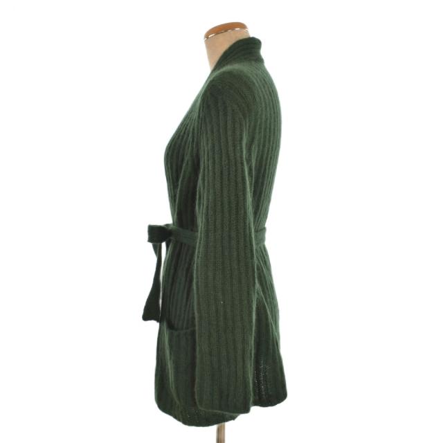 【中古】マックスマーラ MAX MARA 白タグ ニット カーディガン モヘヤ アンゴラ ウール ボタンレス M 緑 グリーン_2