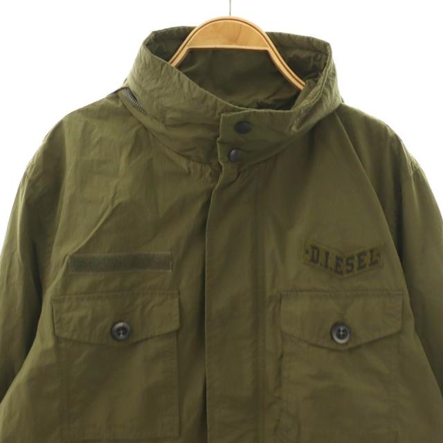 【中古】ディーゼル DIESEL ナイロンジャケット アウター フード ワンカラー ロゴ XL カーキ /BB ■ECE003 メンズ_3