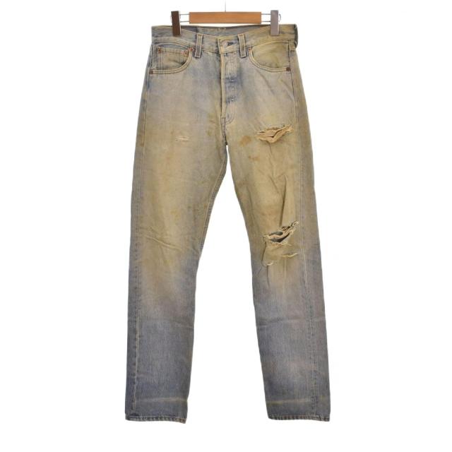 【中古】リーバイス Levi's 501 デニムパンツ ジーンズ ダメージ加工 W29 L34 水色 ライトブルー ■ECE003 メンズ