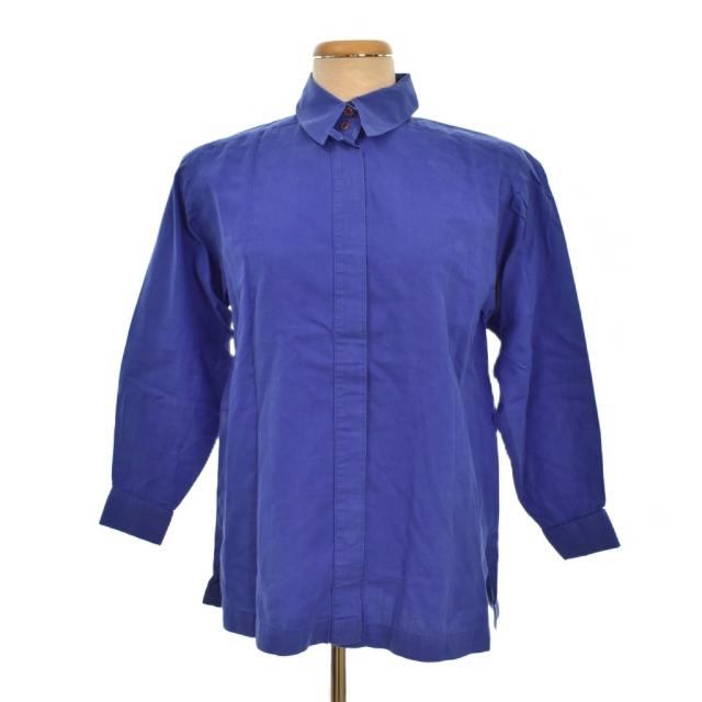 【中古】イッセイミヤケ ISSEY MIYAKE シャツ ブラウス 長袖 9 青 ブルー ■ECE003 メンズ