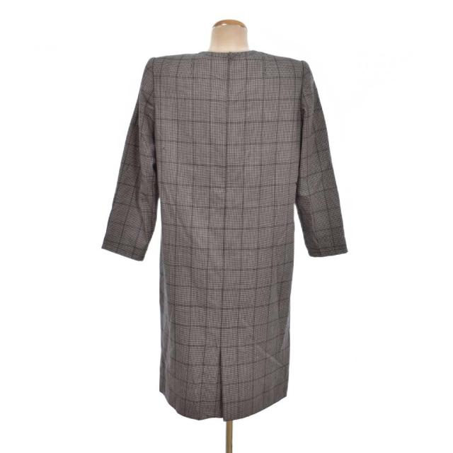 【中古】ジバンシィ GIVENCHY ワンピース 長袖 ロング 千鳥格子 ハウンドトゥース 10 1/2 グレー ■ECE003