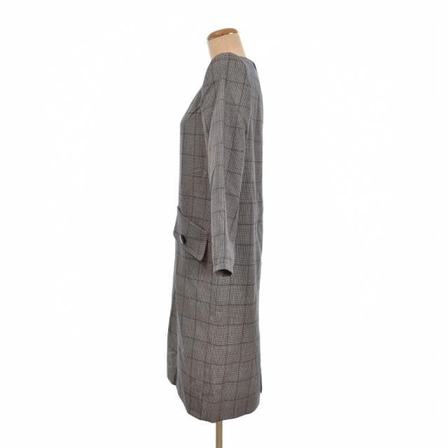 【中古】ジバンシィ GIVENCHY ワンピース 長袖 ロング 千鳥格子 ハウンドトゥース 10 1/2 グレー ■ECE003