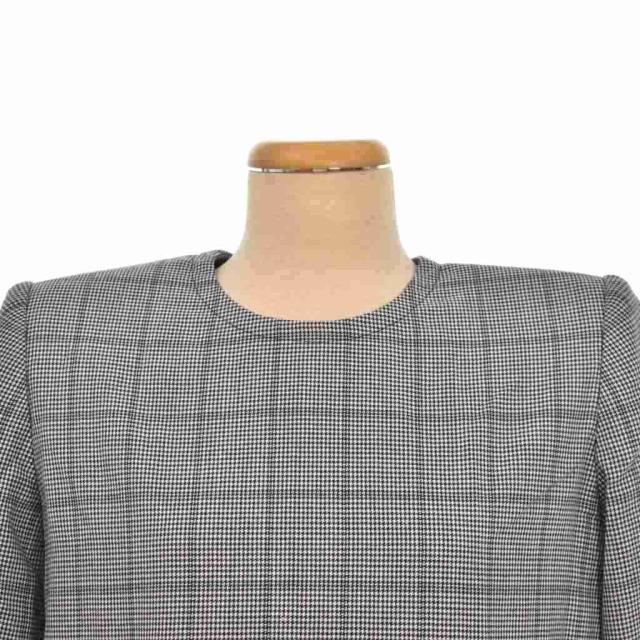 【中古】ジバンシィ GIVENCHY ワンピース 長袖 ロング 千鳥格子 ハウンドトゥース 10 1/2 グレー ■ECE003