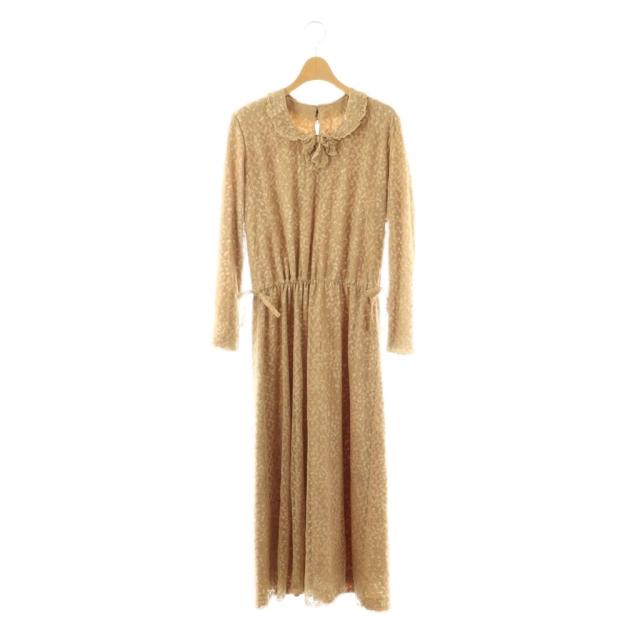 【中古】インゲボルグ INGEBORG ワンピース ロング 長袖 レース ベージュ /DO ■GY59 レディース