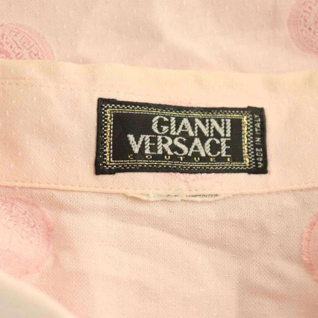 【中古】ジャンニヴェルサーチ ヴェルサーチェ GIANNI VERSACE 長袖シャツ ドット サテン ライトピンク /CX ■GY59_4